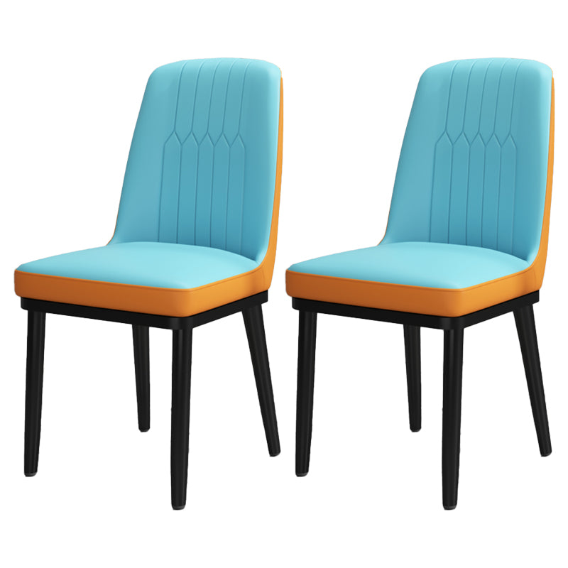 Scandinavian Style Metal Dining Chair Dining Room Upholstered Parsons Armless Chair