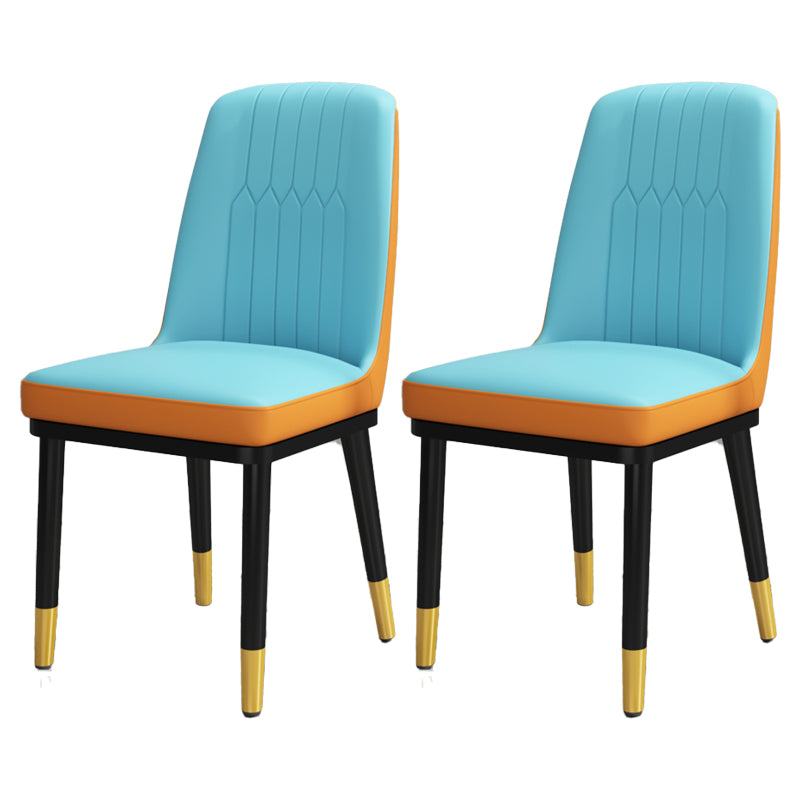 Scandinavian Style Metal Dining Chair Dining Room Upholstered Parsons Armless Chair