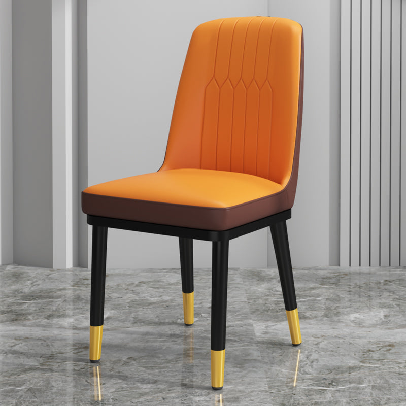 Scandinavian Style Metal Dining Chair Dining Room Upholstered Parsons Armless Chair
