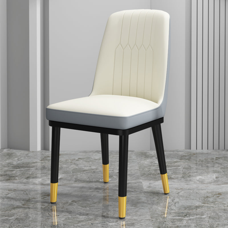 Scandinavian Style Metal Dining Chair Dining Room Upholstered Parsons Armless Chair
