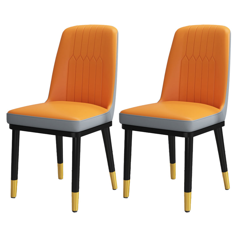 Scandinavian Style Metal Dining Chair Dining Room Upholstered Parsons Armless Chair