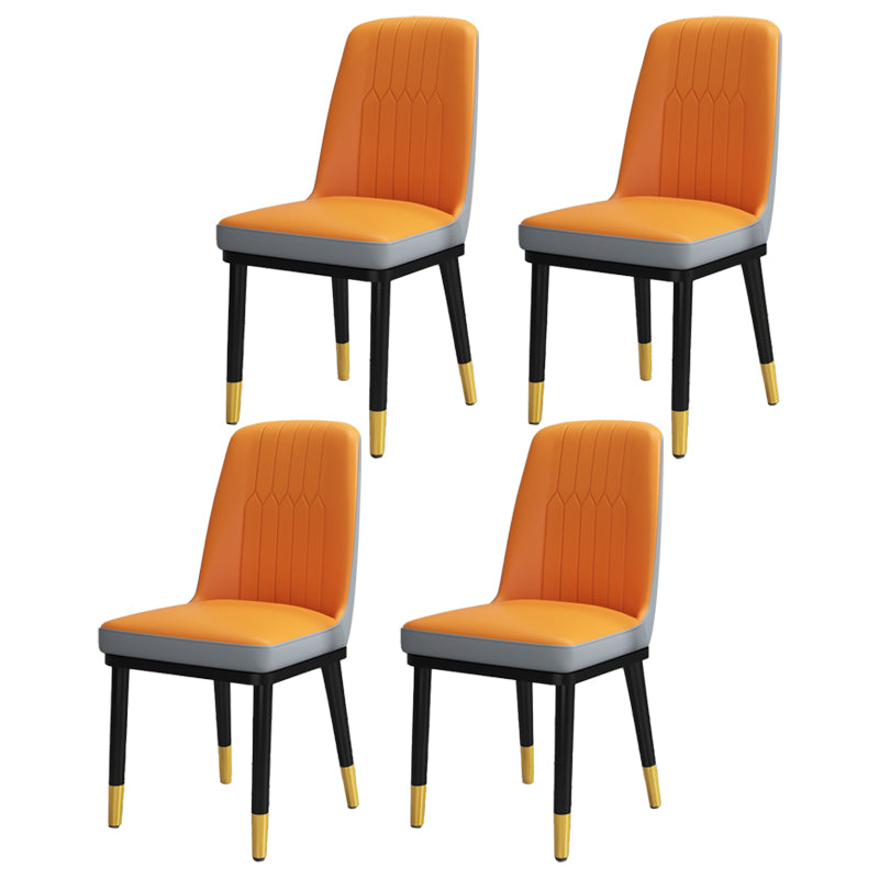 Scandinavian Style Metal Dining Chair Dining Room Upholstered Parsons Armless Chair