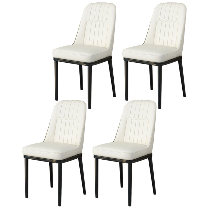 Scandinavian Style Metal Dining Chair Dining Room Upholstered Parsons Armless Chair