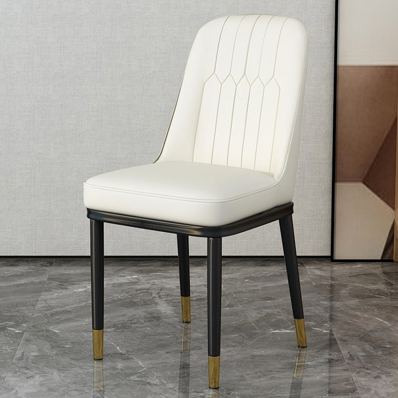 Scandinavian Style Metal Dining Chair Dining Room Upholstered Parsons Armless Chair