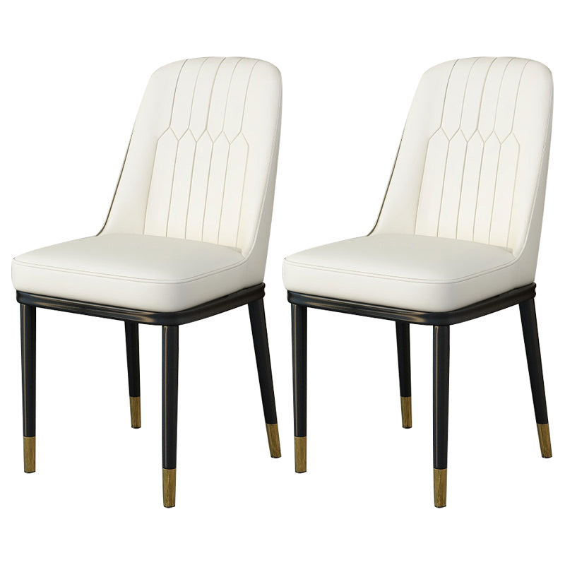 Scandinavian Style Metal Dining Chair Dining Room Upholstered Parsons Armless Chair