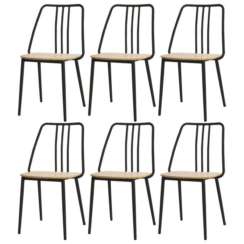 Contemporary Metal Dining Chair Slat Back Side Armless Chair for Kitchen