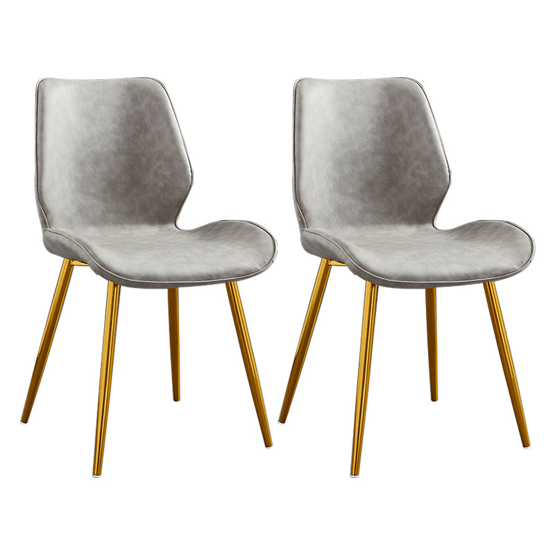 Modern Upholstered Armless Dining Chairs Wingback Side Chairs with Metal Legs