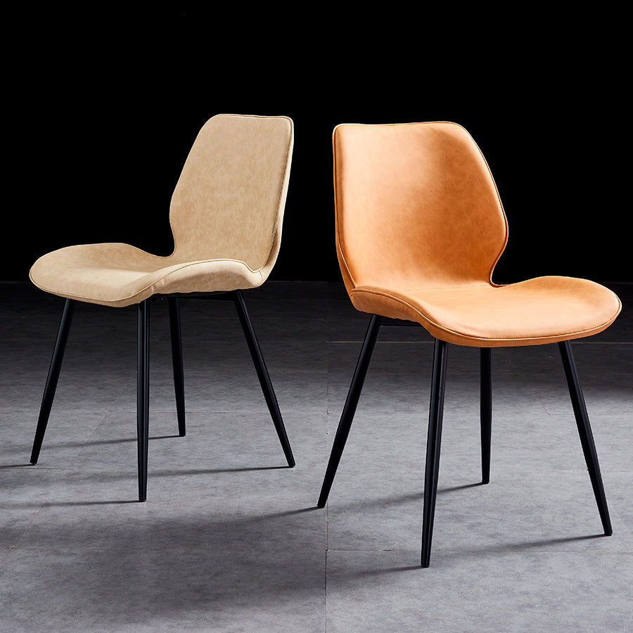 Modern Upholstered Armless Dining Chairs Wingback Side Chairs with Metal Legs