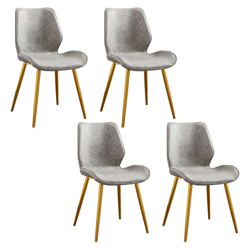 Modern Upholstered Armless Dining Chairs Wingback Side Chairs with Metal Legs