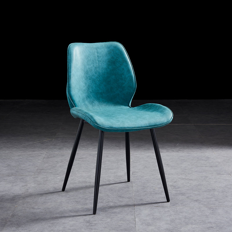 Modern Upholstered Armless Dining Chairs Wingback Side Chairs with Metal Legs