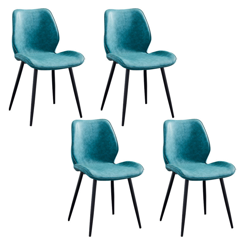Modern Upholstered Armless Dining Chairs Wingback Side Chairs with Metal Legs