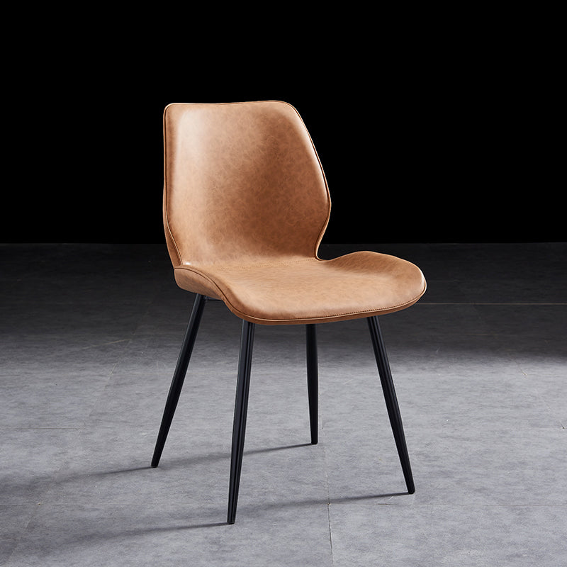 Modern Upholstered Armless Dining Chairs Wingback Side Chairs with Metal Legs