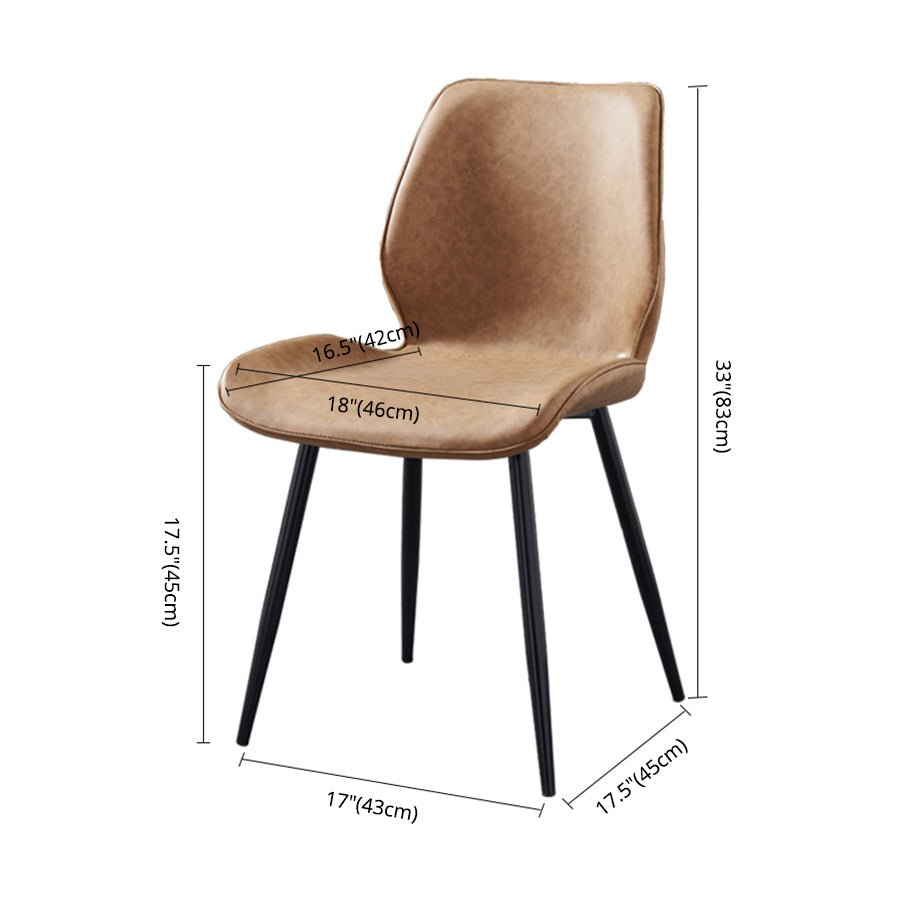 Modern Upholstered Armless Dining Chairs Wingback Side Chairs with Metal Legs