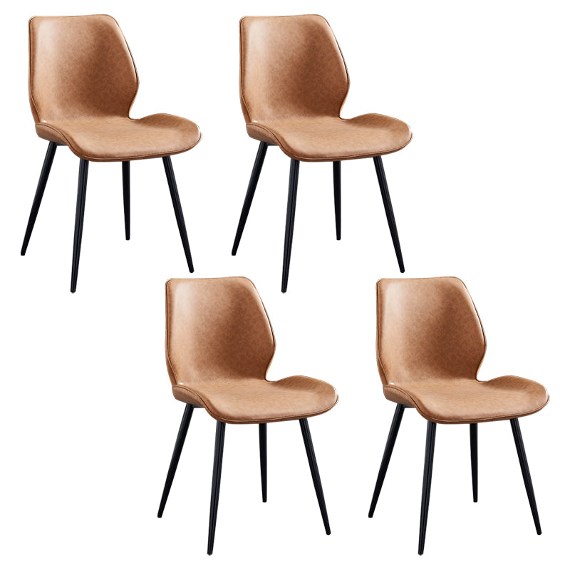 Modern Upholstered Armless Dining Chairs Wingback Side Chairs with Metal Legs