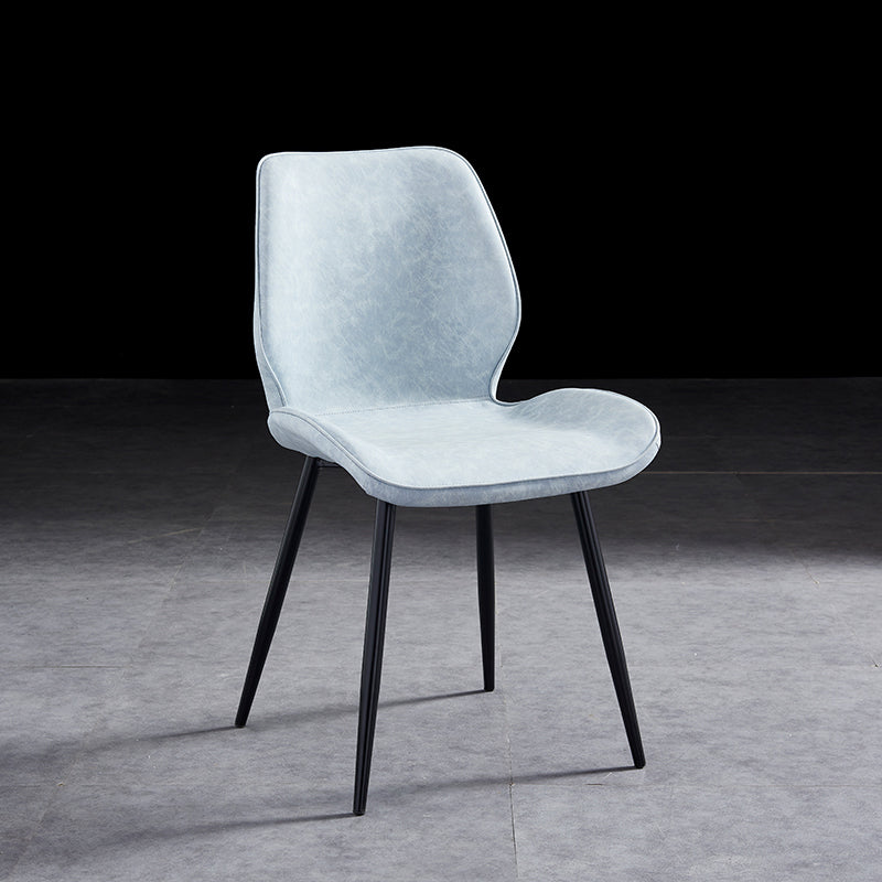 Modern Upholstered Armless Dining Chairs Wingback Side Chairs with Metal Legs