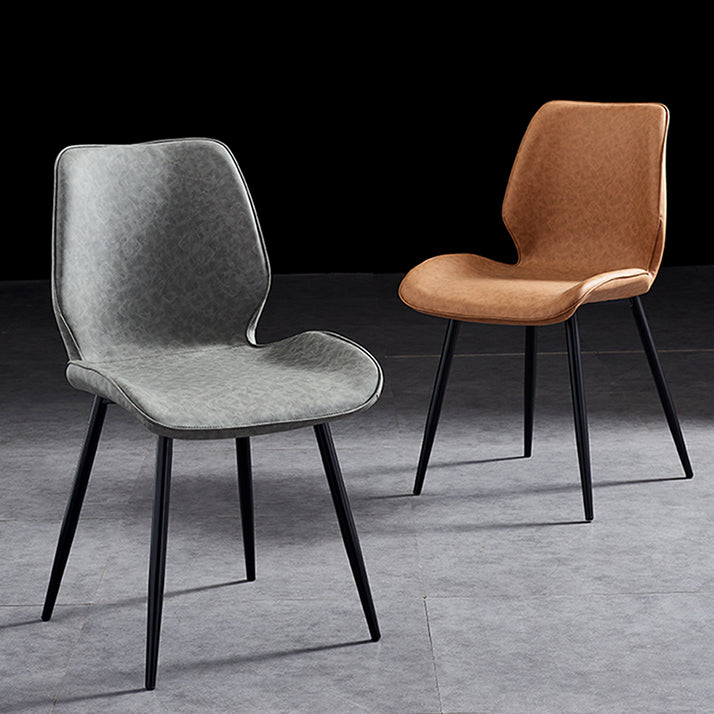 Modern Upholstered Armless Dining Chairs Wingback Side Chairs with Metal Legs