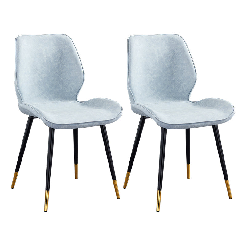 Modern Upholstered Armless Dining Chairs Wingback Side Chairs with Metal Legs