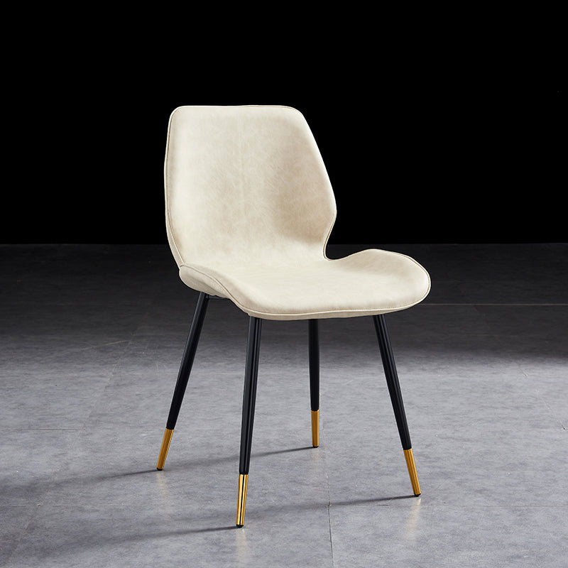 Modern Upholstered Armless Dining Chairs Wingback Side Chairs with Metal Legs