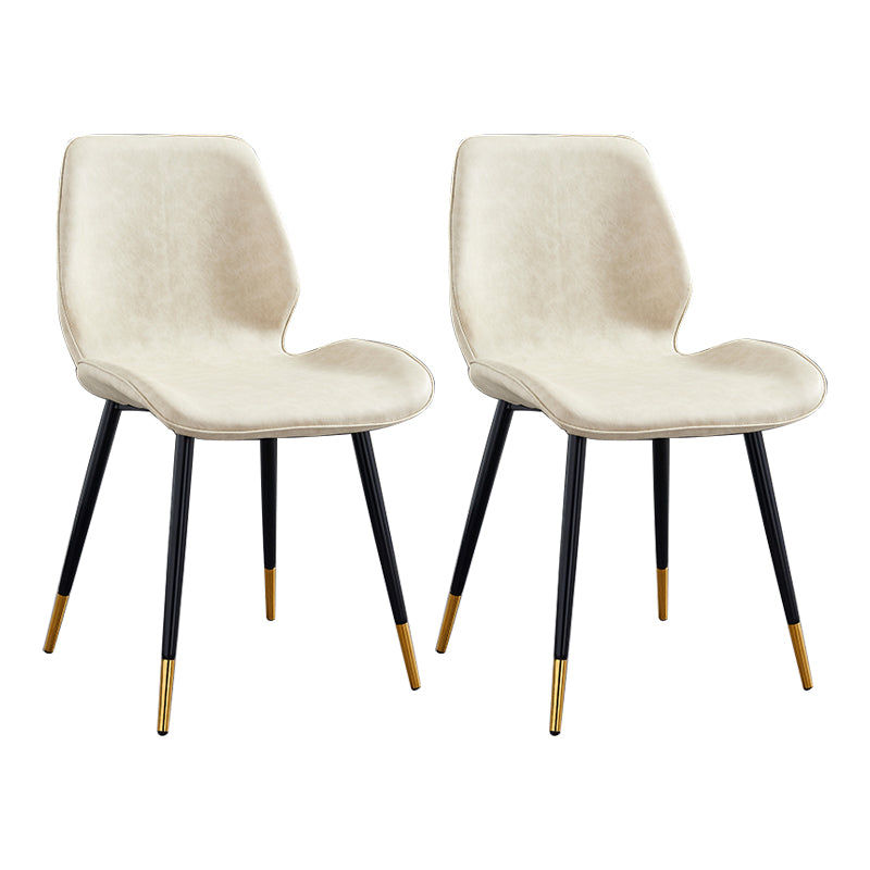 Modern Upholstered Armless Dining Chairs Wingback Side Chairs with Metal Legs
