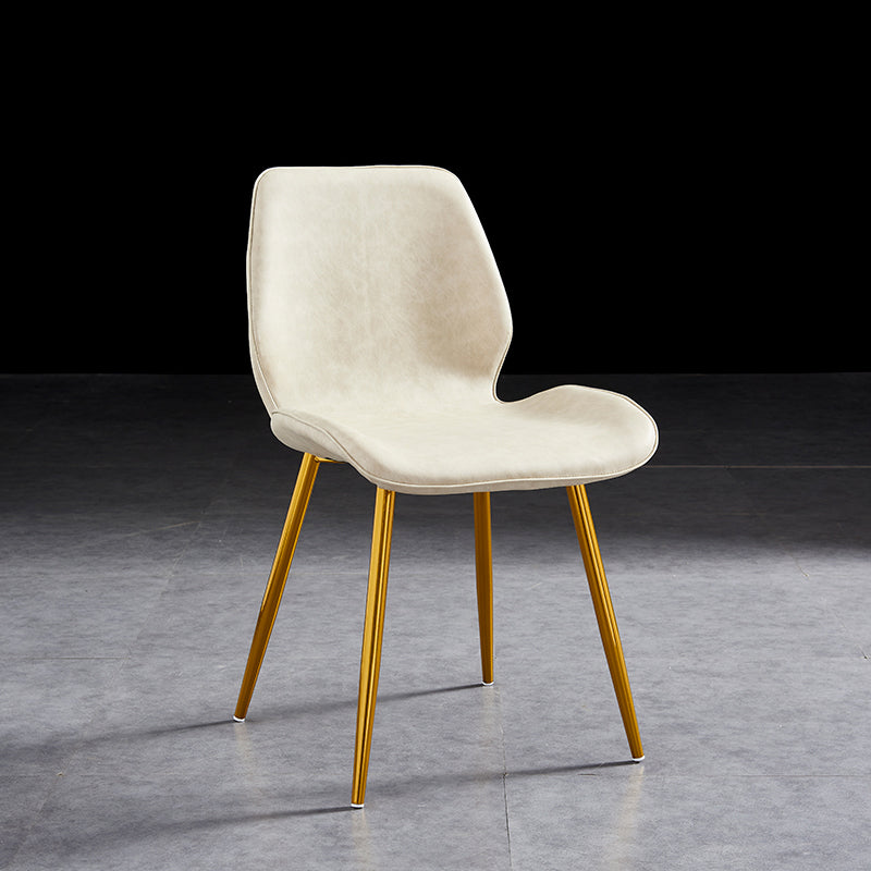 Modern Upholstered Armless Dining Chairs Wingback Side Chairs with Metal Legs