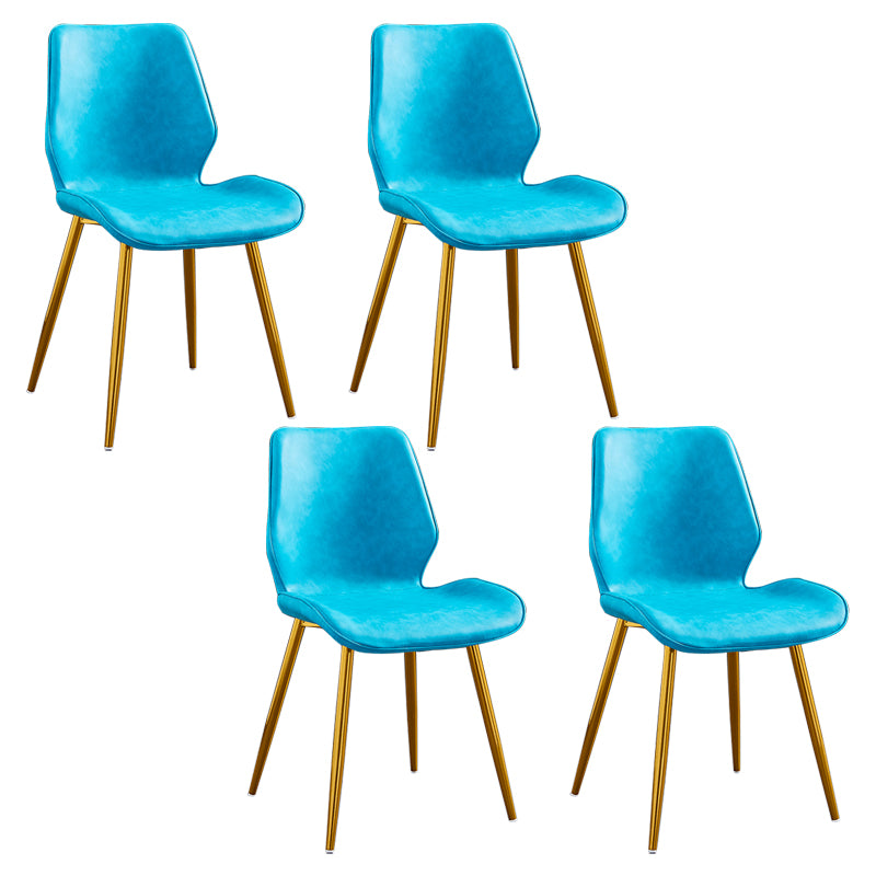 Modern Upholstered Armless Dining Chairs Wingback Side Chairs with Metal Legs
