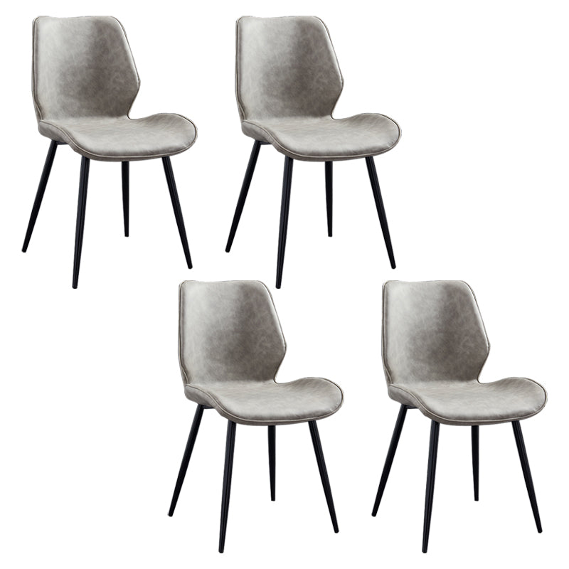 Modern Upholstered Armless Dining Chairs Wingback Side Chairs with Metal Legs