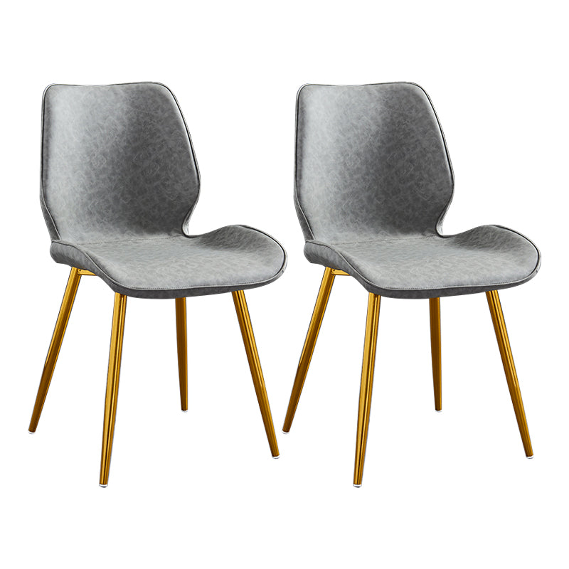 Modern Upholstered Armless Dining Chairs Wingback Side Chairs with Metal Legs