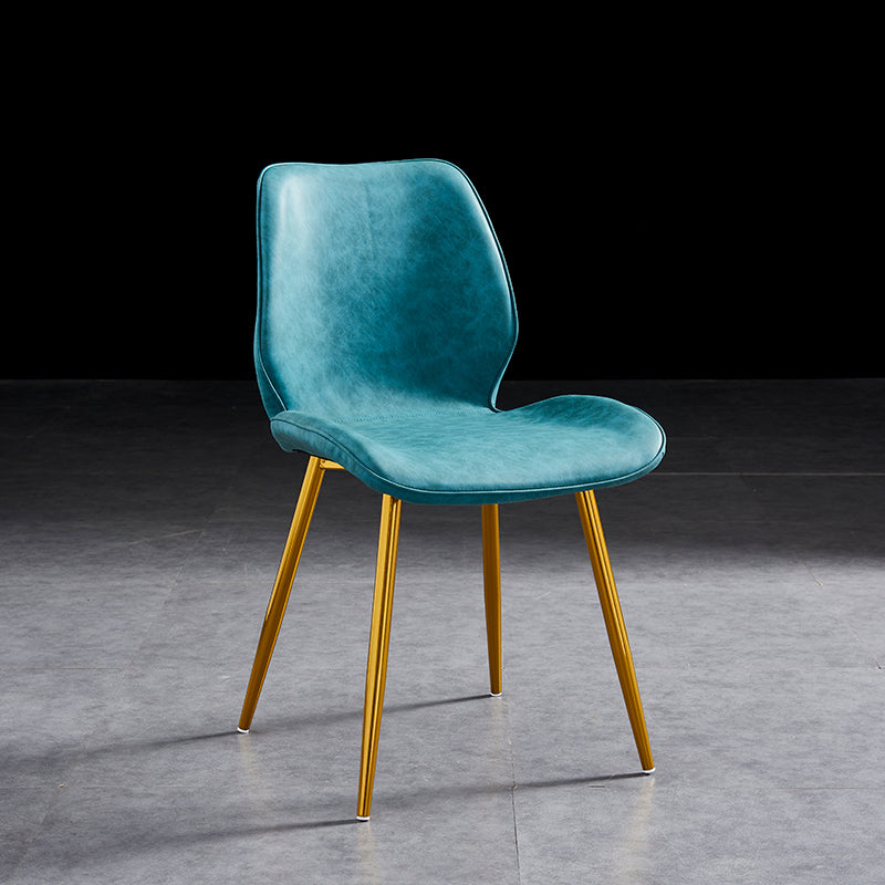 Modern Upholstered Armless Dining Chairs Wingback Side Chairs with Metal Legs