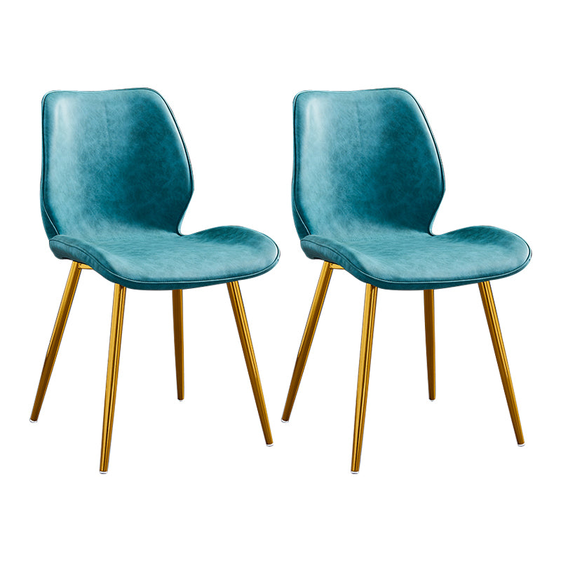 Modern Upholstered Armless Dining Chairs Wingback Side Chairs with Metal Legs
