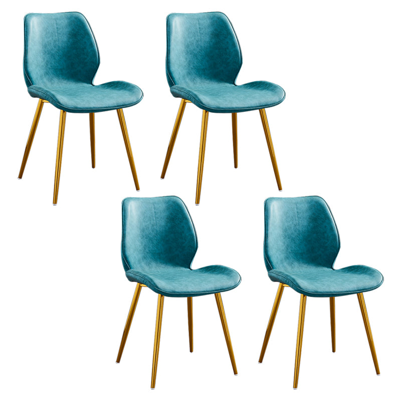 Modern Upholstered Armless Dining Chairs Wingback Side Chairs with Metal Legs
