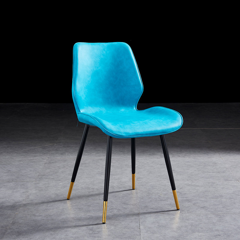 Modern Upholstered Armless Dining Chairs Wingback Side Chairs with Metal Legs