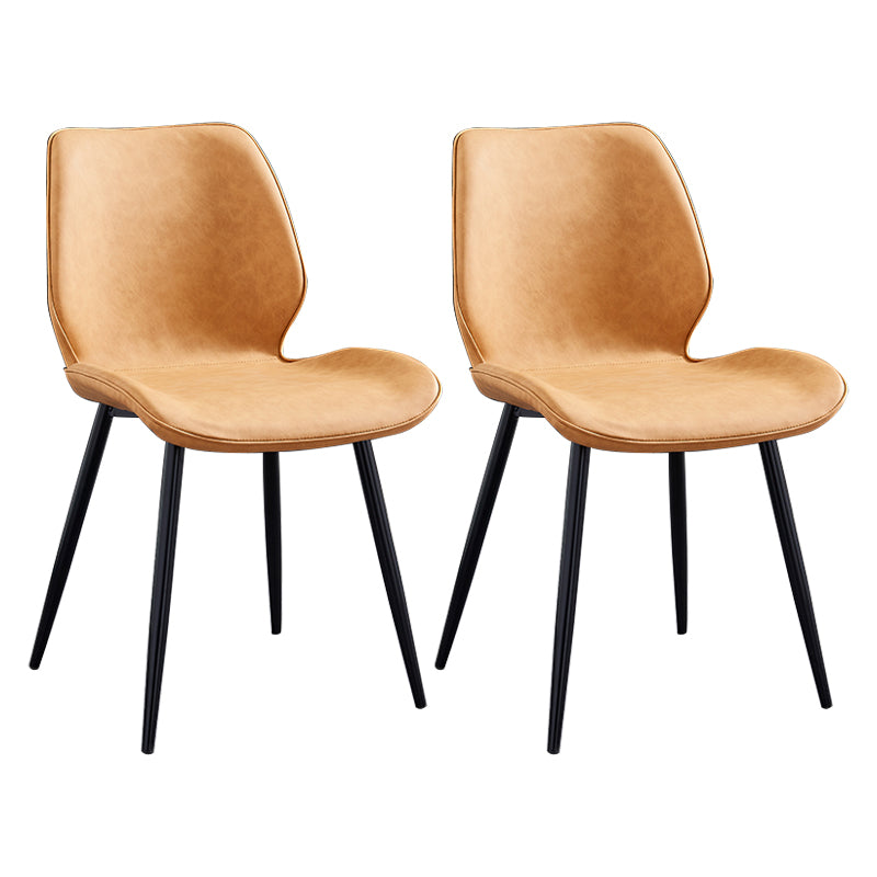 Modern Upholstered Armless Dining Chairs Wingback Side Chairs with Metal Legs