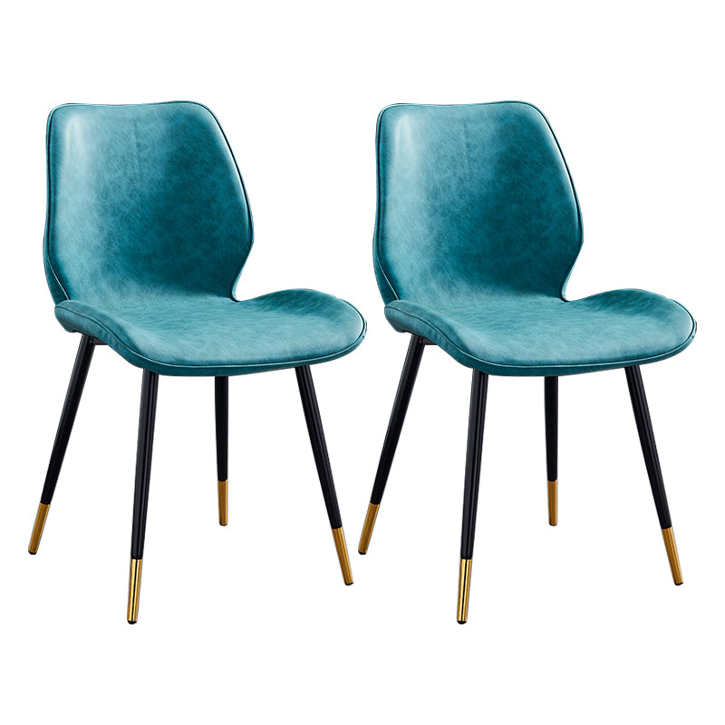 Modern Upholstered Armless Dining Chairs Wingback Side Chairs with Metal Legs