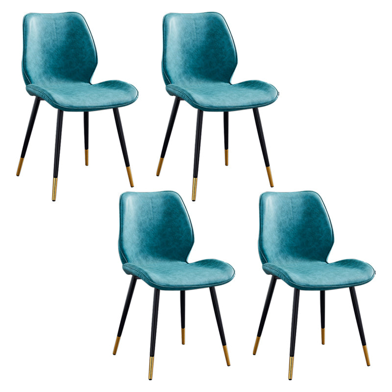 Modern Upholstered Armless Dining Chairs Wingback Side Chairs with Metal Legs