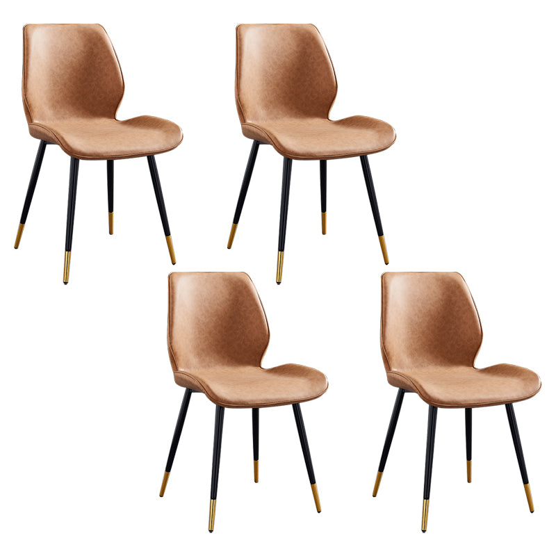 Modern Upholstered Armless Dining Chairs Wingback Side Chairs with Metal Legs