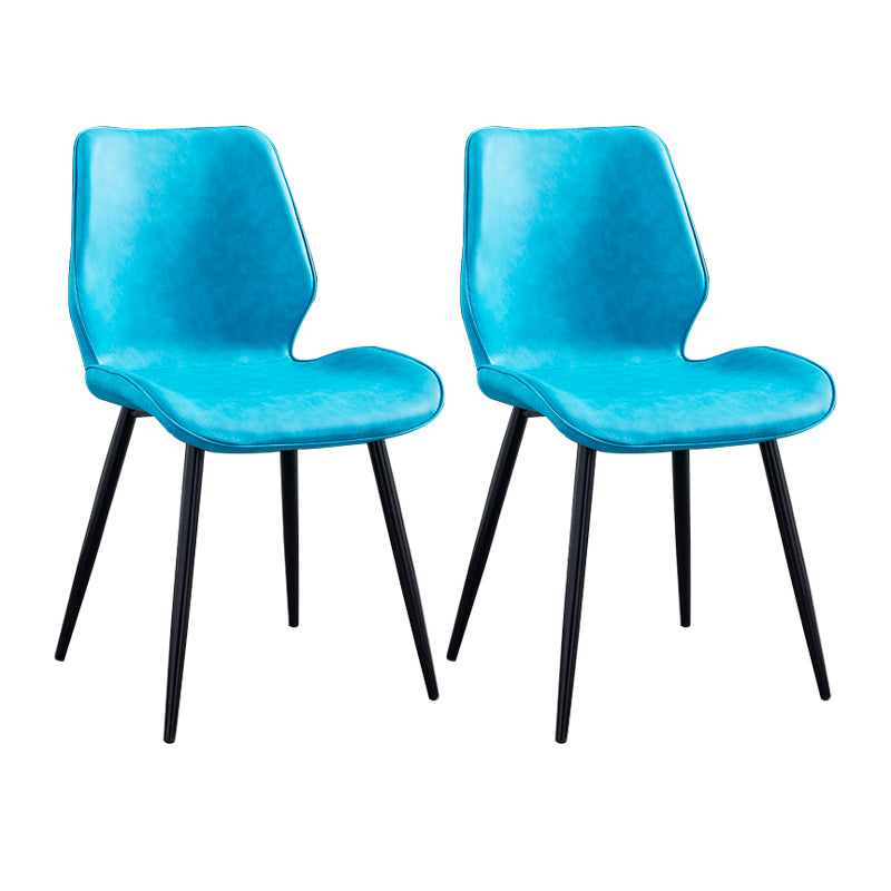 Modern Upholstered Armless Dining Chairs Wingback Side Chairs with Metal Legs