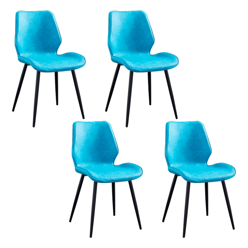 Modern Upholstered Armless Dining Chairs Wingback Side Chairs with Metal Legs