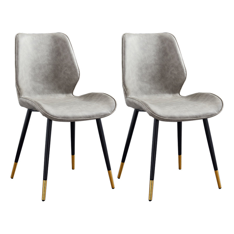 Modern Upholstered Armless Dining Chairs Wingback Side Chairs with Metal Legs
