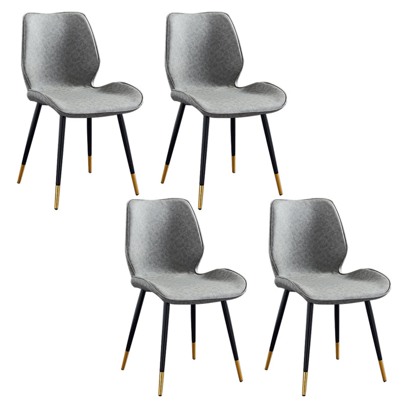 Modern Upholstered Armless Dining Chairs Wingback Side Chairs with Metal Legs