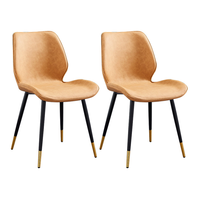 Modern Upholstered Armless Dining Chairs Wingback Side Chairs with Metal Legs