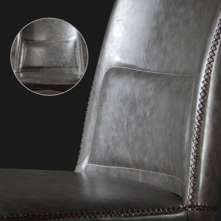 Scandinavian Style Leather Dining Chairs Solid Back Chair and 4 Black Finish Legs for Home