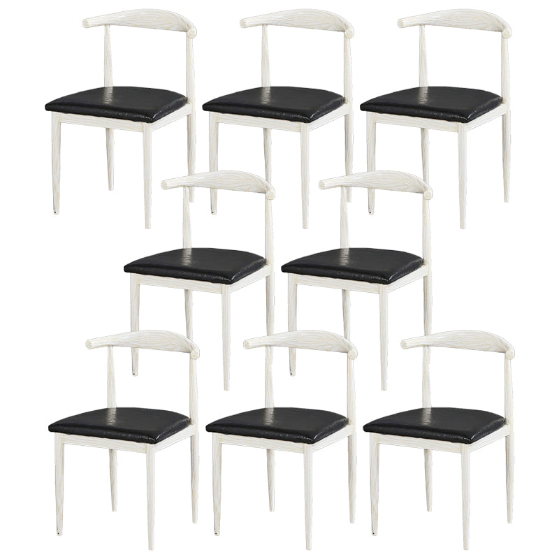 Contemporary Home Side Chair Open Back Metal Dining Room Chair Upholstered