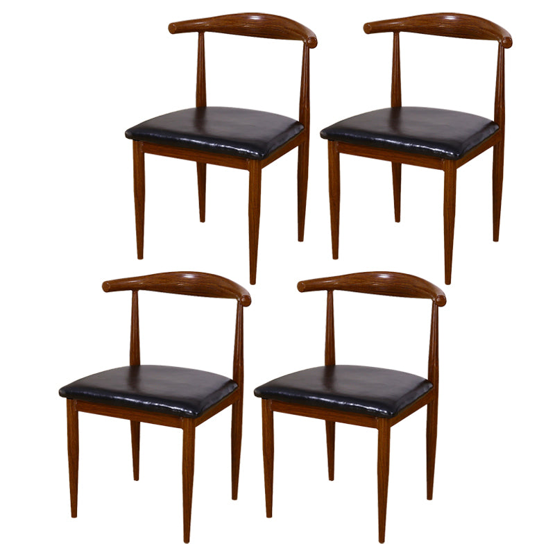 Contemporary Home Side Chair Open Back Metal Dining Room Chair Upholstered
