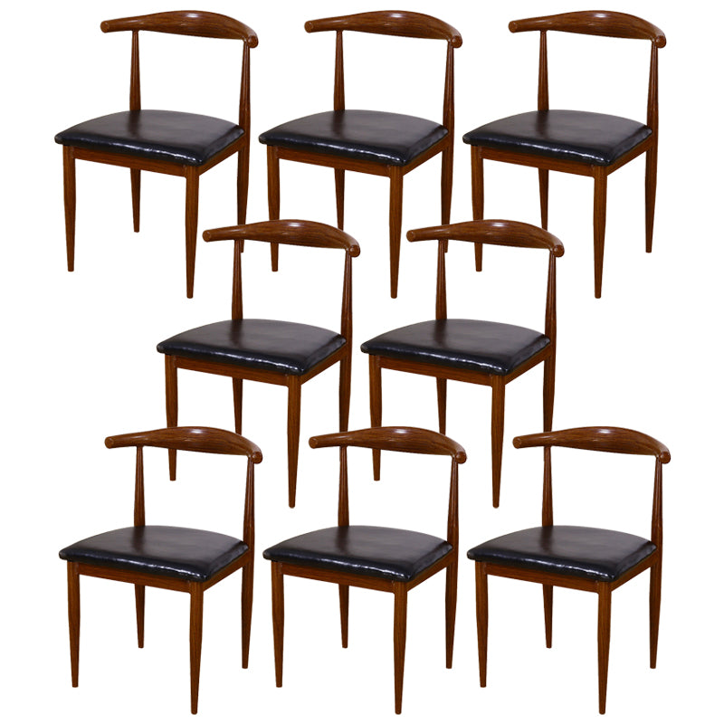 Contemporary Home Side Chair Open Back Metal Dining Room Chair Upholstered