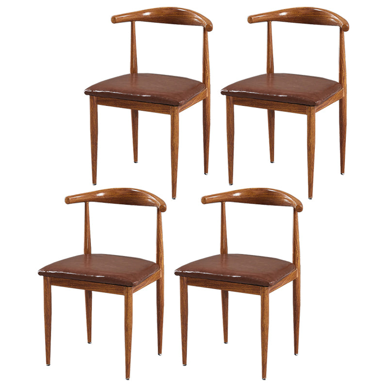 Contemporary Home Side Chair Open Back Metal Dining Room Chair Upholstered