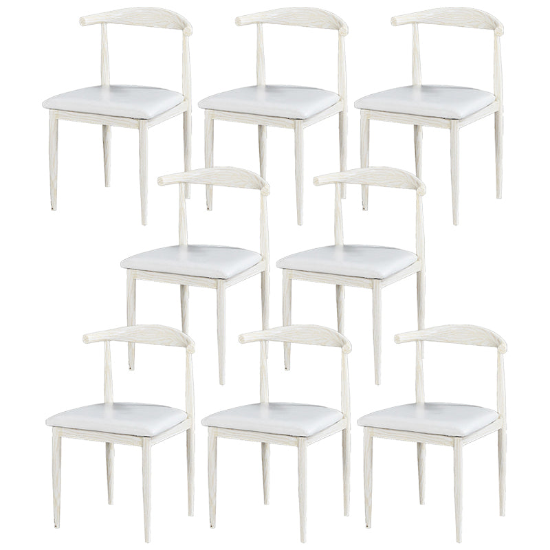 Contemporary Home Side Chair Open Back Metal Dining Room Chair Upholstered