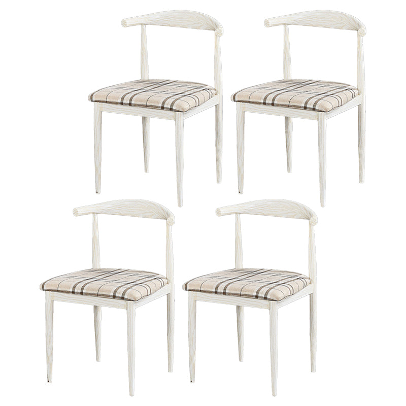 Contemporary Home Side Chair Open Back Metal Dining Room Chair Upholstered