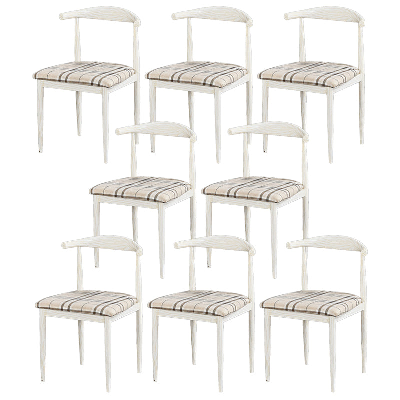 Contemporary Home Side Chair Open Back Metal Dining Room Chair Upholstered