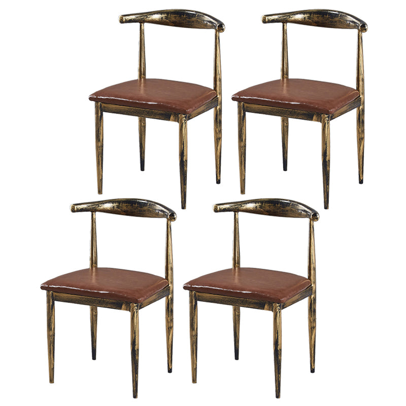 Contemporary Home Side Chair Open Back Metal Dining Room Chair Upholstered