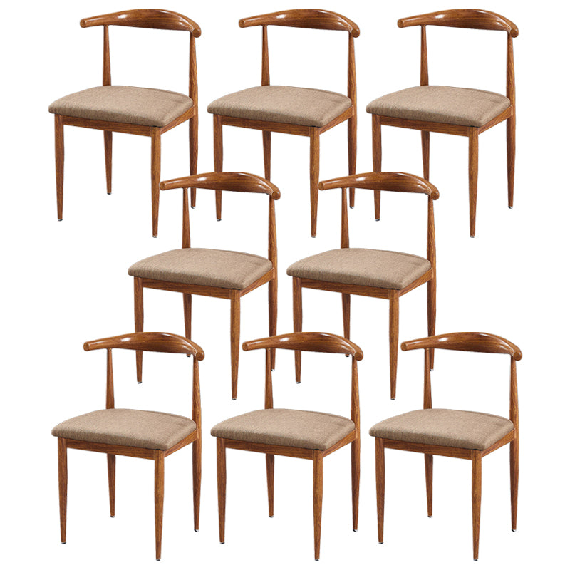 Contemporary Home Side Chair Open Back Metal Dining Room Chair Upholstered